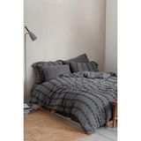 Ecocotton Sima Battal Boy Nevresim Takımı %100 Organik Pamuk Müslin Brodeli Antrasit 240x220 Cm