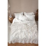 Ecocotton Sima Battal Boy Nevresim Takımı %100 Organik Pamuk Müslin Brodeli Krem 240x220 Cm