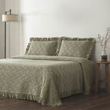 Ecocotton Tanya Çift Kişilik Pike Yatak Örtüsü Takımı %100 Pamuk Dokuma Açık Yeşil 260X240 cm - 260 x 240 cm