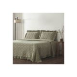 Ecocotton Tanya Çift Kişilik Pike Yatak Örtüsü Takımı %100 Pamuk Dokuma Açık Yeşil 260X240 Cm