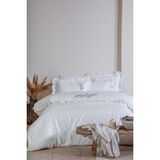 Ecocotton Vanya Çift Kişilik Nevresim Takımı %100 Organik Pamuk Saten Aplika Nakışlı - Krem 200X220 cm - 200 x 220 cm