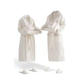 Ecocotton Vanya Krem/Krem %100 Organik Pamuk 10 Parça Aile Bornoz Seti M-L