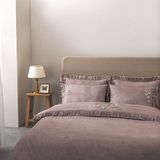 Ecocotton Zaira Çift Kişilik Nevresim Takımı %100 Organik Pamuk Saten El Nakışlı Pudra 200X220 cm - 200 x 220 cm