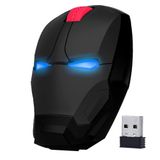 ECOiNVA Kablosuz Iron Man Mouse 2,4 GHz Gürültüsüz Sessiz Bilgisayar Faresi, LED Dekor Işığı Masaüstü Dizüstü Bilgisayar Faresi Windows Mac için (Siyah)
