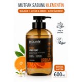 ECOLATIER Doğal Mutfak Sabunu - Klementin Özlü - Bulaşık ve Sebze Temizleyici - Vegan İçerik - 600 ml