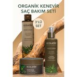 ECOLATIER Özel 3’lü Saç Bakım Seti: Saç Şampuanı + Saç Bakım Maskesi + Isı Koruyucu Saç Spreyi Uzama