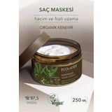 ECOLATIER Saç Bakım Maskesi Hacim Ve Hızlı Uzama Organik Kenevir Yağı, Nemlendirici, Onarıcı 250 ml