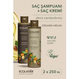 ECOLATIER Şampuan ve Saç Kremi 2'li Set Organik Argan Yağlı Canlandırıcı Nemlendirici