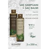 ECOLATIER Şampuan ve Saç Kremi 2'li Set Organik Kenevir Özlü Hızlı Uzatan Hacim Verici