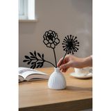 Ecolia Store Dekoratif Mini Vazo Seti & Siyah 3'lü Çiçek Obje | Masa Üstü & Raf Dekoru - Siyah - Beyaz