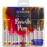 Ecoline : Fırça Uçlu Sulu Boya Kalem Seti : 10 Renk (Koyu Renkler)