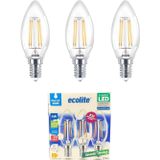 Ecolite 4W LED Filament Mum Ampul, E14 Duy, 6500K Beyaz Işık, 470 Lümen, Şeffaf Cam, Akkor Gör�