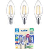 Ecolite 4W LED Filament Mum Ampul, E14 Duy, 6500K Beyaz Işık, 470 Lümen, Şeffaf Cam, Akkor Görünümlü Dekoratif Lamba, 3'lü Paket (Beyaz)