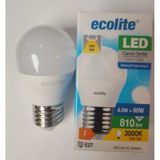 Ecolite 5'li Paket G45 8,5w E27 Top Ampul Gün Işığı Sarı