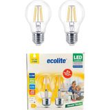 Ecolite 6,5W LED Filament Ampul E27 | 60W Eşdeğer | 2700K Sarı Işık | 810 Lümen | 2'li Paket | - Çok Renkli