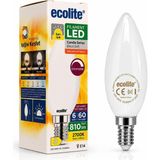 Ecolite 6W E14 Filament LED Mum Ampul, 2700K Sarı Işık, 810 Lümen, 60W Eşdeğer, Dim Edilebilir, C35 Dekoratif Cam Ampul - Altın