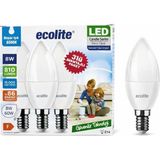 Ecolite 8 W LED Mum Ampul – E14 Duy, 3'lü Paket, 810 Lümen, 6500K Beyaz Işık, 60W Eşdeğer, O - Altın