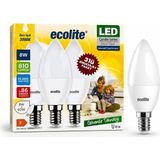 Ecolite 8 W LED Mum Ampul – E14 Duy, 810 Lümen, 3000K Sarı Işık, 60W Eşdeğer, 3'lü Paket, O - Altın