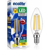 Ecolite Filament LED Mum Ampul E14 Duy 6W 810 Lümen Dim Edilebilir 2700K Sarı Işık Şeffaf Dekor - Çok Renkli