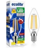 Ecolite Filament LED Mum Ampul E14 Duy 6W 810 Lümen Dim Edilebilir 2700K Sarı Işık Şeffaf Dekoratif Vintage Ampul 60W Eşdeğer C35 Candle Series (1)