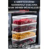 Ecolux 1,5 Litre 4 Adet Hava Almaz Saklama Kabı Difriz Düzenleyici Buzdolabı Düzenleyici - %100 Sızdırmaz