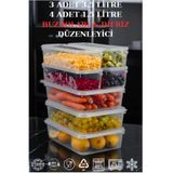 Ecolux 3 Adet 3,5 Lt - 4 Adet 1,5 Lt Sızdırmaz Saklama Kabı Buzdolabı Difriz Düzenleyeci Organizer