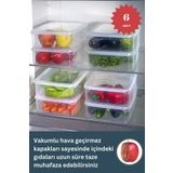 Ecolux 6 Adet Vakumlu %100 Sızdırmaz Erzak Saklama Kabı Seti 3,5 Lt - Şeffaf - Difriz Ve Mikrodalga