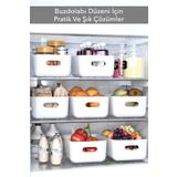 Ecolux 8 Adet ECO+ 3.5 Lt Dolap Içi, Buzdolabı Düzenleyici, Banyo, Mutfak Organizer BEYAZ 24cm16cm11cm