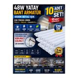 Econa 10 Adet -48W 120CM LED Lineer Bant Armatür Beyaz Işık Otopark Mağaza Ofis Aydınlatma Flöresan,yatay Bant Armatür 6500K Beyaz Işık Sıva Üstü Tavan Aydınlatması