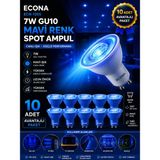 Econa 10 Adet --7W Mavi Işık GU10 Duy LED Spot Ampul ,dekoratif Mavi Renk Yanar Gu 10 Duy Spot Ampul Seti,mavi Spot - 0,5 W - Çok Renkli