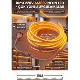 Econa 10 Metre Amber 220V Neon LED Şerit ,tak Çalıştır Set, Fişli Esnek Şerit Led, ,turuncu Led,mutfak,tezgah Ledi, Neon LED Şerit Işık ,ambiyans Işık Havuzu, Balkon, Teras ve Ev Için Dekoratif LED - Amber - Turuncu - YOK