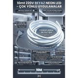 Econa 10 Metre Beyaz 220V Neon LED Şerit ,tak Çalıştır Set, Fişli Esnek Şerit Led, ,turuncu Led,mutfak,tezgah Ledi, Neon LED Şerit Işık ,ambiyans Işık Havuzu, Balkon, Teras ve Ev Için Dekoratif LED - YOK