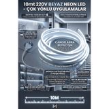 ECONA 10 Metre BEYAZ 220V Neon LED Şerit ,Tak Çalıştır Set, Fişli Esnek Şerit LED, ,Turuncu Led,Mutfak,Tezgah Ledi, Neon LED Şerit Işık ,Ambiyans Işık Havuzu, Balkon, Teras ve Ev İçin Dekoratif LED
