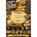 Econa 10 Metre Günışığı 3000K- 220V LED Şerit ,tak Çalıştır Set, Fişli Anahtarlı Esnek Şerit Led, Mutfak,tezgah Ledi,led Şerit Işık ,ambiyans Işık Havuzu, Kendinden Yapışkanlı,kehribar LED - Gün Işığı - Beyaz - YOK