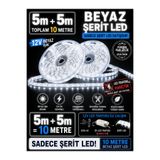 ECONA 10 MT BEYAZ, Şerit LED Bantlı ,Mutfak Dolabı Tezgah Aydınlatması Led 12v ,Yapışkanlı Led Işık TRAFO HARİÇ (5+5 MT 2 Rulo 10MT
