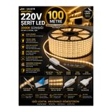 ECONA 100 Metre 220V Tak Çalıştır Anahtarlı Şerit LED - Metrede 240 LED Ultra Parlak, Kendinden Yapışkanlı, 10 cm’de Bir Kesilebilir, 3000K Günışığı (Yüksek Lümen & IP65 Dış Mekan)