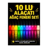 ECONA 10ADET Kuzey Işıkları Alaçatı Ağaç Feneri Avize Renkli Plastik Bahçe ve Teras Aydınlatma - E27 Duylu (AMPUL HARİÇTİR)