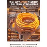 Econa 15 Metre Amber 220V Neon LED Şerit ,tak Çalıştır Set, Fişli Esnek Şerit Led, ,turuncu Led,mutfak,tezgah Ledi, Neon LED Şerit Işık ,ambiyans Işık Havuzu, Balkon, Teras ve Ev Için Dekoratif LED - Çok Renkli - YOK