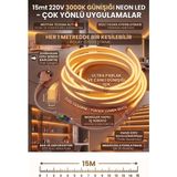 Econa 15 Metre GÜNIŞIĞI-3000K 220V Neon LED Şerit ,tak Çalıştır Set, Fişli Esnek Şerit Led, Led,mutfak,tezgah Ledi, Neon LED Şerit Işık ,ambiyans Işık Havuzu, Balkon, Teras ve Ev Için Dekoratif LED - Çok Renkli - YOK
