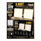 ECONA 2 ADET -36W KARE LED Panel Ayarlanabilir BEYAZ IŞIK 8-20 cm Yaylı Asma Tavan Armatürü 22cmx22cm Ultra Yüksek Lümen Beyaz Işık Tak Çalıştır Set ,SPOT LAMBA ,SIVAALTI LED PANEL,LED IŞIKLI PANEL LED