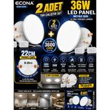 ECONA 2 ADET -36W LED Panel Ayarlanabilir BEYAZ IŞIK 8-20 cm Yaylı Asma Tavan Armatürü 22cm Ultra Yüksek Lümen Beyaz Işık Tak Çalıştır Set ,SPOT LAMBA ,SIVAALTI LED PANEL,LED IŞIKLI PANEL LED