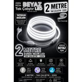 Econa 2 Metre Beyaz 220V Neon LED Şerit ,tak Çalıştır Set, Fişli Esnek Şerit Led, ,turuncu Led,mutfak,tezgah Ledi, Neon LED Şerit Işık ,ambiyans Işık Havuzu, Balkon, Teras ve Ev Için Dekoratif LED - Çok Renkli - YOK