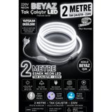 ECONA 2 Metre BEYAZ 220V Neon LED Şerit ,Tak Çalıştır Set, Fişli Esnek Şerit LED, ,Turuncu Led,Mutfak,Tezgah Ledi, Neon LED Şerit Işık ,Ambiyans Işık Havuzu, Balkon, Teras ve Ev İçin Dekoratif LED