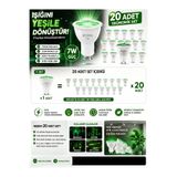ECONA 20 ADET Yeşil Işıklı 7W LED Spot Ampul Ekonomik Set ,Bahçe, Mağaza ve Vitrin Aydınlatma Çim Armatür Uyumlu Güçlü Tasarruflu Led Ampul