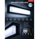 Econa 24W Beyaz Uzun Cunda LED Duvar Aplik,modern Şık Dış Mekan ve Iç Mekan Aydınlatma,duvar Lambası,kapı Girişi, Çok Şık Bahçe Duvar LED APLIK,6500K - YOK