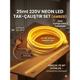 Econa 25 Metre Amber 220V Neon LED Şerit ,tak Çalıştır Set, Fişli Esnek Şerit Led, ,turuncu Led,mutfak,tezgah Ledi, Neon LED Şerit Işık ,ambiyans Işık Havuzu, Balkon, Teras ve Ev Için Dekoratif LED - Çok Renkli - YOK