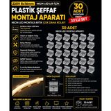ECONA 30 ADET Neon Led Tutucu Klips 1 Vidalı Duvar Aparatı,Bağlantı Montaj Aparatı,Kroşe,Plastik Şeffaf Montaj aparatı