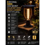 Econa 30W Rustik Solar Bahçe Lambası,güneş Enerjili Duvar Bahçe Lambası, Solar Aydınlatma, Bahçe Armatür, Dış Mekan LED Aydınlatma, Enerji Tasarruflu Lamba, Set Üstü Bahçe Lambası, - Amber - YOK