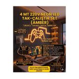 ECONA 4 METRE AMBER Neon Esnek Şerit Led 220v Tak Çalıştır Tezgah ve Mutfak Aydınlatması Led Şerit,Ambiyans Aydınlatma