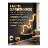 ECONA 4 METRE Neon Esnek Şerit Led 220v +3000K GÜNIŞIĞI , Tak Çalıştır Tezgah ve Mutfak Aydınlatması Led Şerit